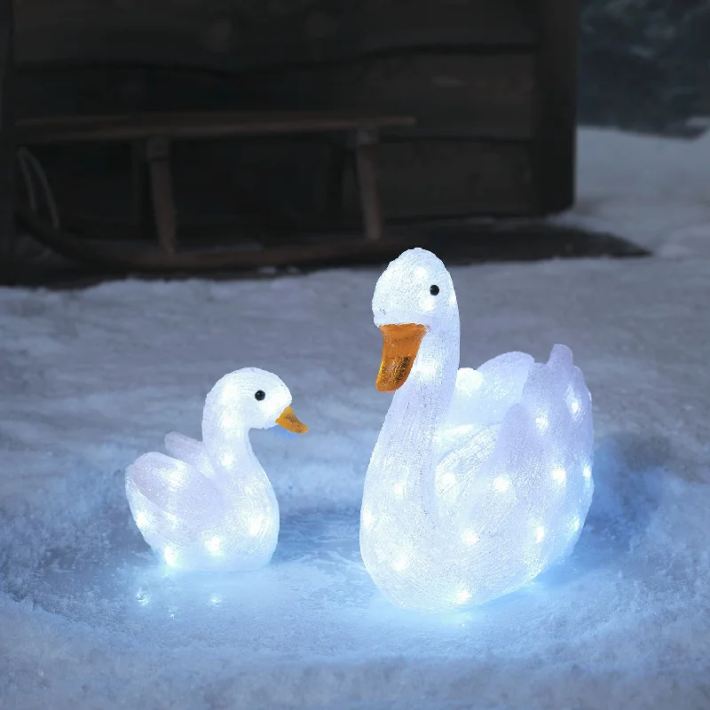 31cm Swan & Cygnet LED 3D Acrylic Figure Duo