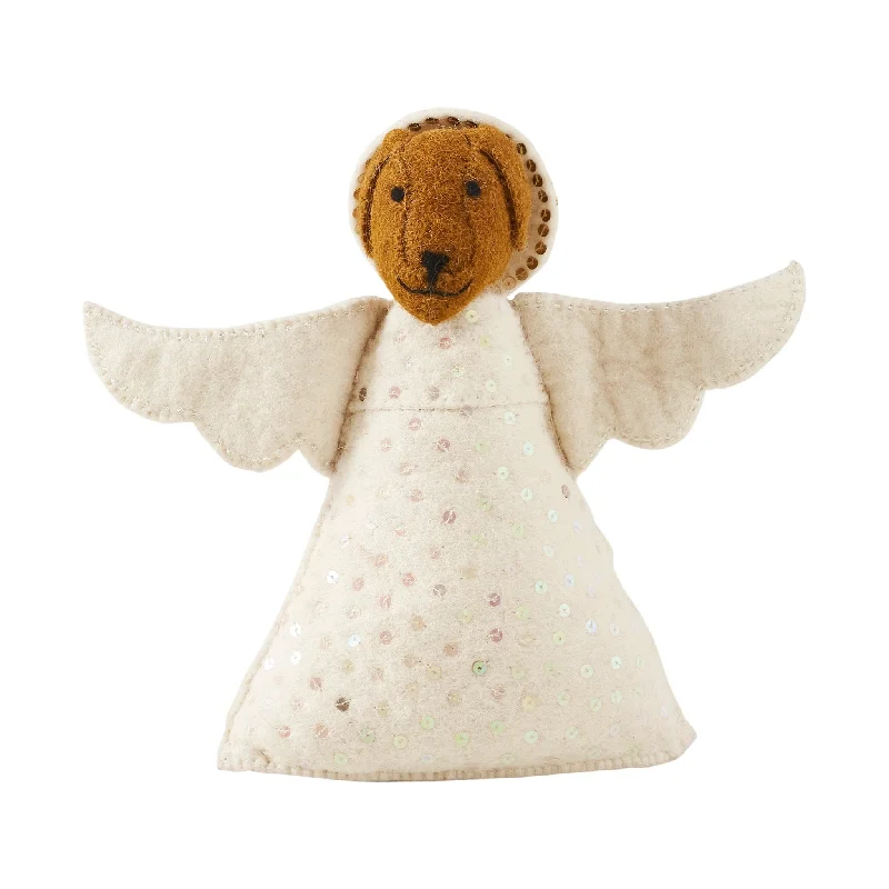 Brown Dog Angel Handmade Felt Tree Topper