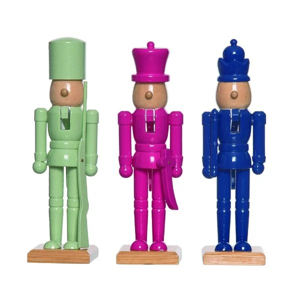 Small Wood Color Block Nutcracker