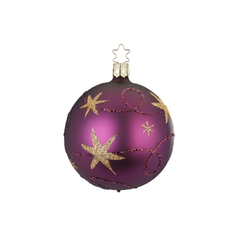 Star Ribbon Ornament, grape matte, 6cm by Inge Glas of Germany