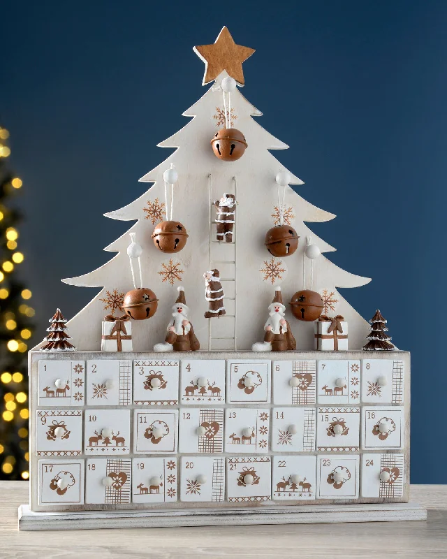 Wooden Christmas Tree Advent Calendar, Copper, 40 cm
